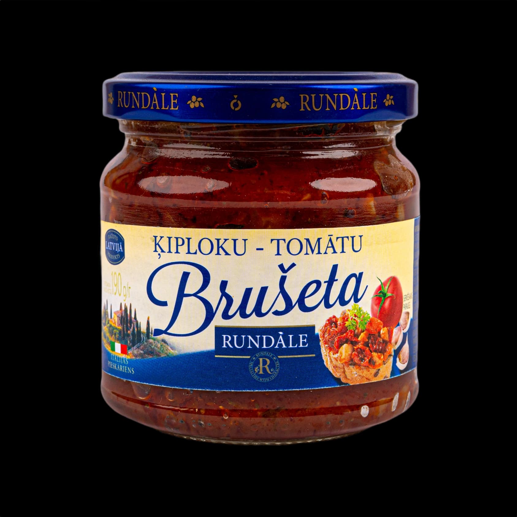 Rundāle ķiploku tomātu brušeta